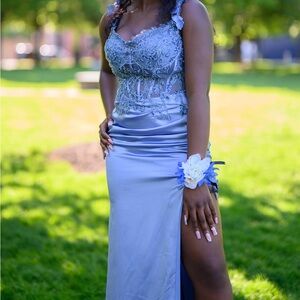 Adore Boutique- Dusty Blue Dress- Medium